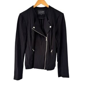 Alice Hope‎ Moto Jacket Black Zip Up Blazer Career Office Fitted Size M